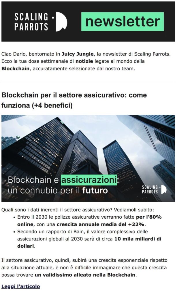 newsletter blockchain esempio 1